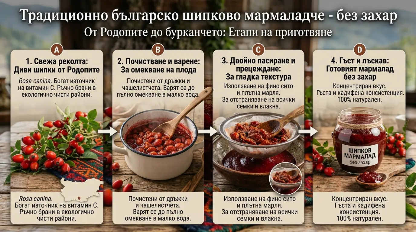 лечебни свойства на шипката и шипков мармалад без захар
